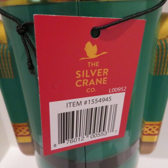 Christmas Green Nutcracker Tin Can Silver Crane Co Keepsake Gift Empty Container - Picture 13 of 14